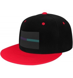 Mesh Style Thin Purple-Teal Line Flag Snapback Hat for Men Women Baseball Cap Trucker Flat Bill Hats Dad Caps Red $14.30 Base...