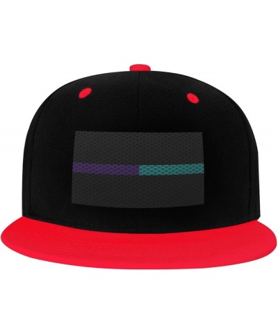 Mesh Style Thin Purple-Teal Line Flag Snapback Hat for Men Women Baseball Cap Trucker Flat Bill Hats Dad Caps Red $14.30 Base...