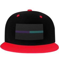 Mesh Style Thin Purple-Teal Line Flag Snapback Hat for Men Women Baseball Cap Trucker Flat Bill Hats Dad Caps Red $14.30 Base...