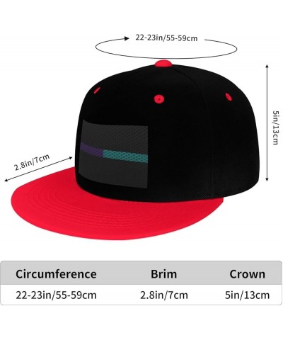 Mesh Style Thin Purple-Teal Line Flag Snapback Hat for Men Women Baseball Cap Trucker Flat Bill Hats Dad Caps Red $14.30 Base...