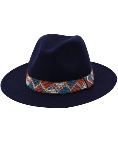 Fedora Hats for Women Sombrero Wool Top Hat Vintage Trilby Felt Wide Brim Elegant Lady Winter Autumn Jazz Caps Navy $18.35 Fe...