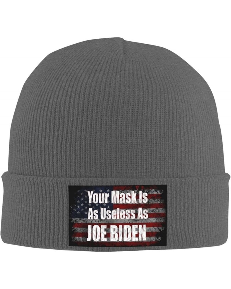 Your Mask is As Useless As Joe Biden Sucks Funny Political Cozy Knitted Hat for Winter - Warm Comfort Black Deep Heather $15....