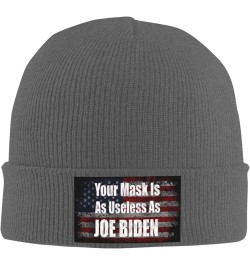 Your Mask is As Useless As Joe Biden Sucks Funny Political Cozy Knitted Hat for Winter - Warm Comfort Black Deep Heather $15....