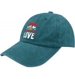 Keep Calm and Fall in Love hat Funny Trucker hat Pigment Black Hats for Women Gifts for Her Sun Caps Cyan Blue $9.50 Sun Hats