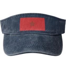 Stylish Flag of Morocco Cowboy Empty Top Sun Hat Blank Baseball Cap for Men Women - Large Brim Sun Protection Navy Blue $10.5...