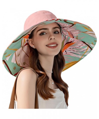 7" Women's Wide Brim Sun Hat, Large Foldable UV Protective Sun Hat, can be worn on both sides Flower/Pink $11.50 Sun Hats