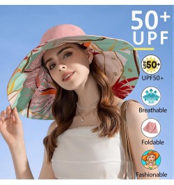 7" Women's Wide Brim Sun Hat, Large Foldable UV Protective Sun Hat, can be worn on both sides Flower/Pink $11.50 Sun Hats