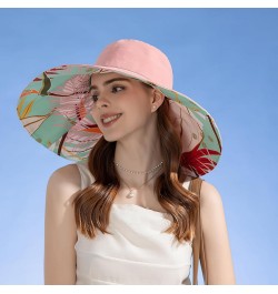 7" Women's Wide Brim Sun Hat, Large Foldable UV Protective Sun Hat, can be worn on both sides Flower/Pink $11.50 Sun Hats