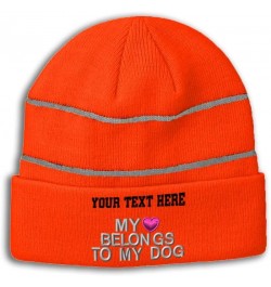 CustomReflective Beanie My Belongs to My Dog Love Acrylic High Visibility Running Gear for Men & Women 1 Size Neon Orange Per...