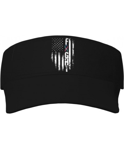 Thyroid Cancer Awareness America Flag Ribbon Visor Cap Sports Empty Top Hats Adjustable Sun Tennis Caps for Men Women50 Black...