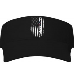 Thyroid Cancer Awareness America Flag Ribbon Visor Cap Sports Empty Top Hats Adjustable Sun Tennis Caps for Men Women50 Black...