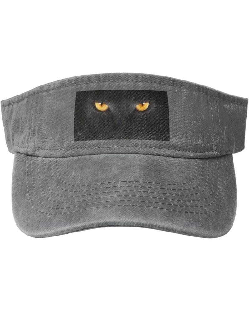 Black Cat Eyes Visor Hats for Women Men Cowboy Empty Top Sun Visors for Women Adjustable Womens Visor Hats Gray $8.79 Visors