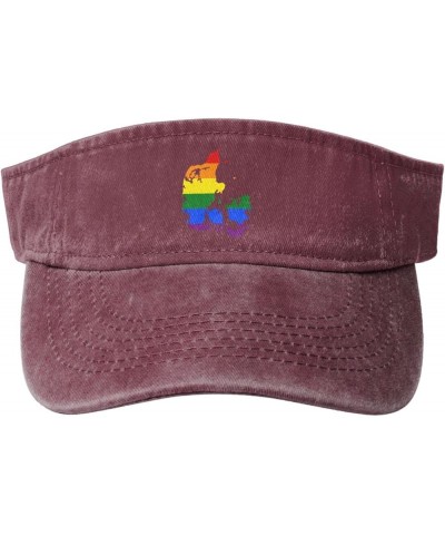 LGBT Flag Map of Denmark Sun Visor Hats for Women Men Adjustable Sports Sun Hats Cotton Golf Cap Red $10.44 Visors