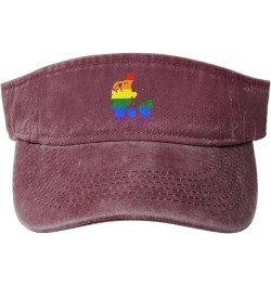 LGBT Flag Map of Denmark Sun Visor Hats for Women Men Adjustable Sports Sun Hats Cotton Golf Cap Red $10.44 Visors