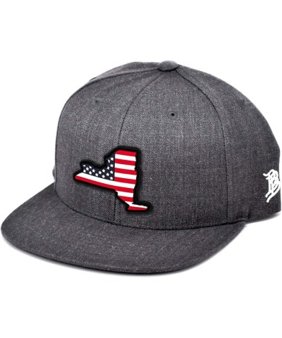 New York PVC Patriot Patch Classic Snapback Hat - One Size Fits All Charcoal $19.94 Baseball Caps