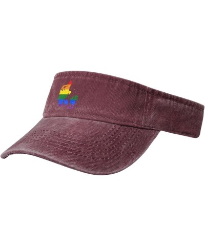 LGBT Flag Map of Denmark Sun Visor Hats for Women Men Adjustable Sports Sun Hats Cotton Golf Cap Red $10.44 Visors