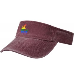 LGBT Flag Map of Denmark Sun Visor Hats for Women Men Adjustable Sports Sun Hats Cotton Golf Cap Red $10.44 Visors