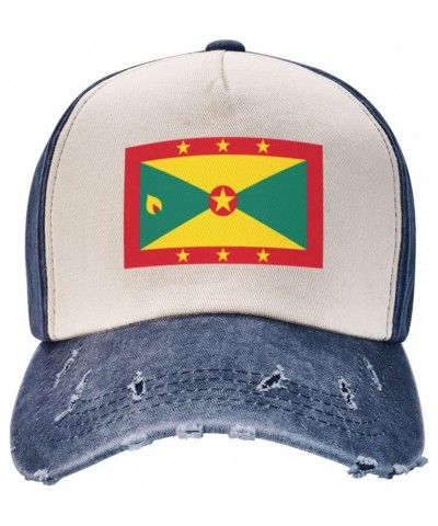 Grenada Flag Upgrade Your Style with Funny Adjustable Cotton Baseball Caps for Men and Women Navy Blue $15.77 Baseball Caps