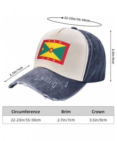 Grenada Flag Upgrade Your Style with Funny Adjustable Cotton Baseball Caps for Men and Women Navy Blue $15.77 Baseball Caps