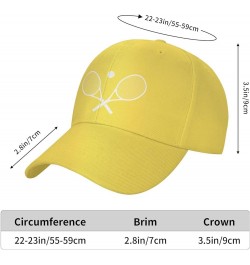 Crossed Racket and Tennis Baseball Cap Men Women - Classic Trucker Hat Adjustable Plain Hat Black Yellow $21.12 Baseball Caps