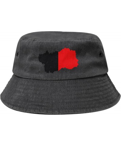 Flag Map of Aosta Valley Bucket Hat for Men Women Outdoor Washed Cotton Sun Hats Travel Beach Hat Black $11.96 Bucket Hats