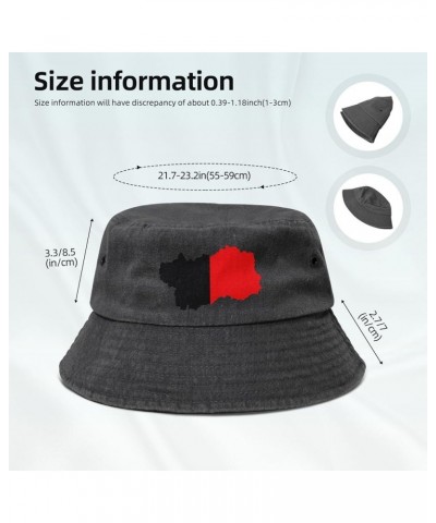 Flag Map of Aosta Valley Bucket Hat for Men Women Outdoor Washed Cotton Sun Hats Travel Beach Hat Black $11.96 Bucket Hats