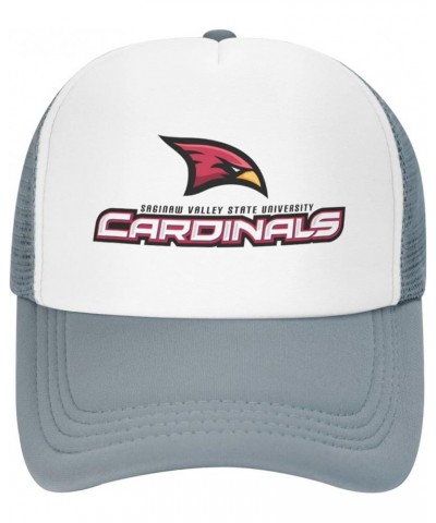 Saginaw Valley State University Logo Trucker Hats for Both Men and Women - Mesh Baseball Snapback Hats Gray $8.40 Baseball Caps