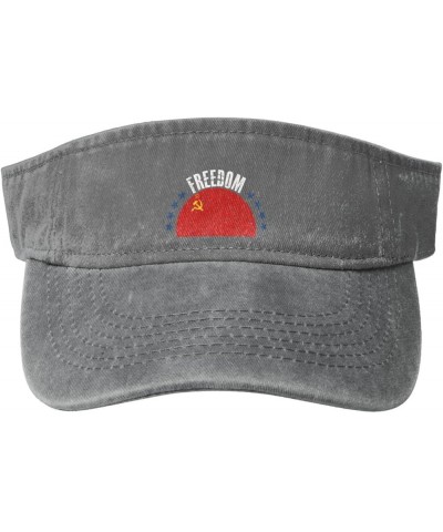 The Soviet Union Flag and Freedom Sun Visor Hats for Women Men Adjustable Cotton Sun Hat Golf Cap Gray $13.85 Visors