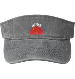 The Soviet Union Flag and Freedom Sun Visor Hats for Women Men Adjustable Cotton Sun Hat Golf Cap Gray $13.85 Visors