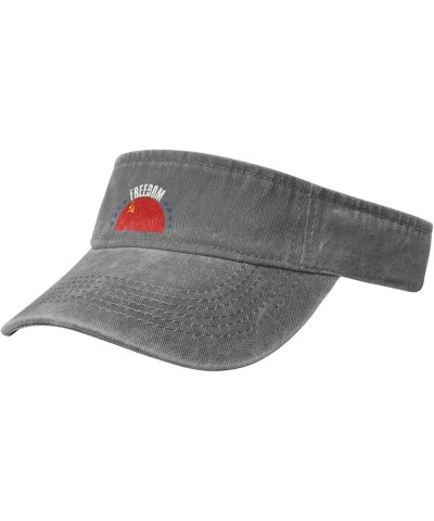 The Soviet Union Flag and Freedom Sun Visor Hats for Women Men Adjustable Cotton Sun Hat Golf Cap Gray $13.85 Visors