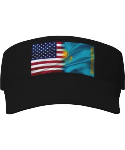 Kazakhstan America Flag Sun Defense Adult Protection Visor Black $9.16 Visors