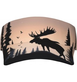 Moose Mountain Pine Tree Sunscreen Visor Hats for Women Men Sports Sun Visor Hats Empty Top Baseball Sun Cap Black $13.15 Visors