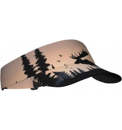 Moose Mountain Pine Tree Sunscreen Visor Hats for Women Men Sports Sun Visor Hats Empty Top Baseball Sun Cap Black $13.15 Visors