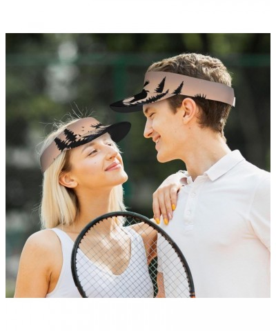 Moose Mountain Pine Tree Sunscreen Visor Hats for Women Men Sports Sun Visor Hats Empty Top Baseball Sun Cap Black $13.15 Visors