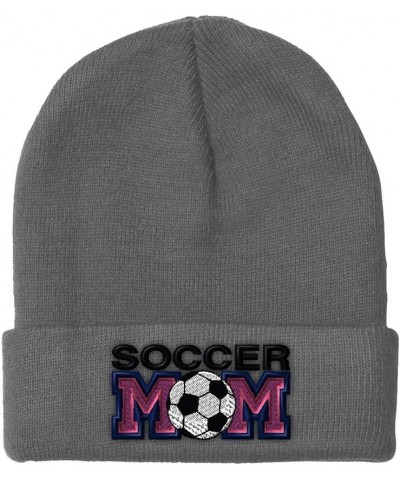 Beanies for Men Soccer Mom B Embroidery Soccer Winter Hats for Women Acrylic Skull Cap 1 Size Light Grey Design Only $11.70 S...