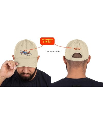 Airplane Embroidered Distressed Cap (AIRJ5I3817EC) -Personalized w/Your N Charcoal Grey $26.61 Baseball Caps