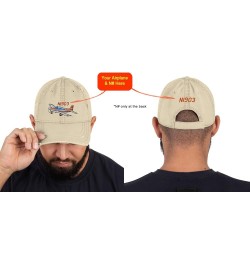 Airplane Embroidered Distressed Cap (AIRJ5I3817EC) -Personalized w/Your N Charcoal Grey $26.61 Baseball Caps