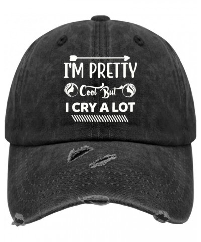 I'm Pretty Cool But I Cry A Lot Hats for Women Washed Distressed Baseball Cap Stylish Washed Dad $14.49 Baseball Caps