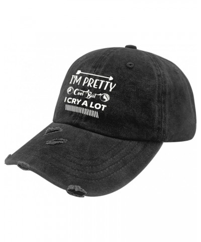 I'm Pretty Cool But I Cry A Lot Hats for Women Washed Distressed Baseball Cap Stylish Washed Dad $14.49 Baseball Caps