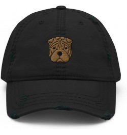 Shar pei hat, Embroidered Unisex Distressed hat, shar pei Gifts, Birthday, Mothers Day, Fathers Day Black $23.08 Cowboy Hats