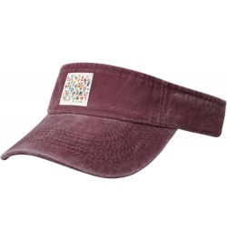 Seamless Diagram of Floral Combinations Sun Visor Hats for Women Men Sun Hat Vintage Golf Hat Adjustable Baseball Cap Red $13...