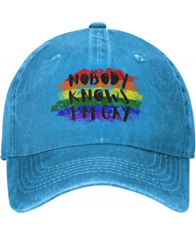 Nobody Knows I'm Gay Hat LGBT LGBTQ Gay Proud Hat Men Women Baseball Cap Adjustable Trucker Hat Cowboy Hat Blue $10.10 Cowboy...