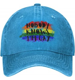 Nobody Knows I'm Gay Hat LGBT LGBTQ Gay Proud Hat Men Women Baseball Cap Adjustable Trucker Hat Cowboy Hat Blue $10.10 Cowboy...