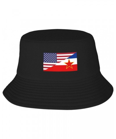 America Yugoslavia Friendship Flag Stay Cool and Stylish with Our Trendy Bucket Hats - Perfect for Summer Fun and Outdoor Adv...