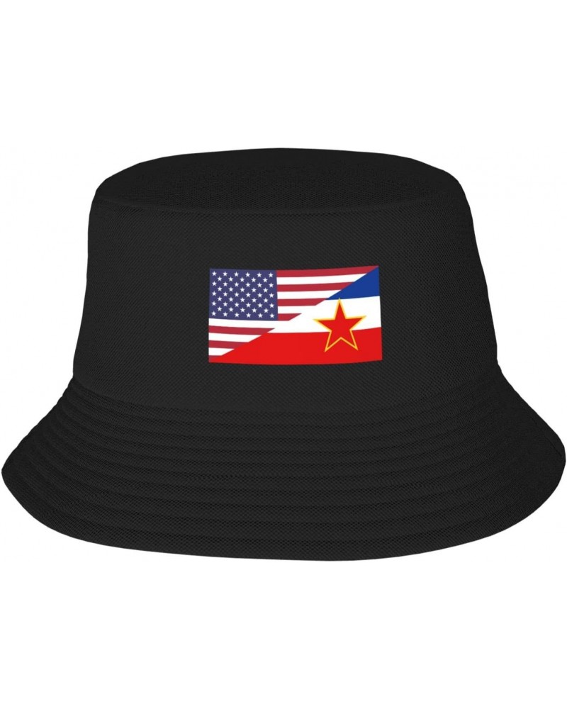 America Yugoslavia Friendship Flag Stay Cool and Stylish with Our Trendy Bucket Hats - Perfect for Summer Fun and Outdoor Adv...