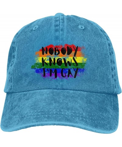 Nobody Knows I'm Gay Hat LGBT LGBTQ Gay Proud Hat Men Women Baseball Cap Adjustable Trucker Hat Cowboy Hat Blue $10.10 Cowboy...