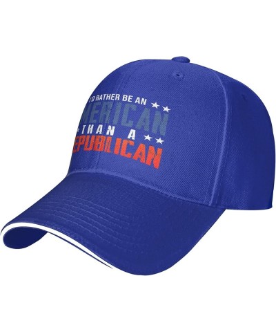 I'd Rather Be an American Than A Democrat hat Anti Liberal Trump 2024 hat Fuck Joe Biden Hat Adjustable Funny Fashion Cap Blu...