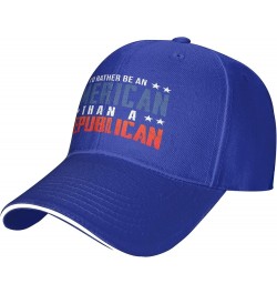 I'd Rather Be an American Than A Democrat hat Anti Liberal Trump 2024 hat Fuck Joe Biden Hat Adjustable Funny Fashion Cap Blu...