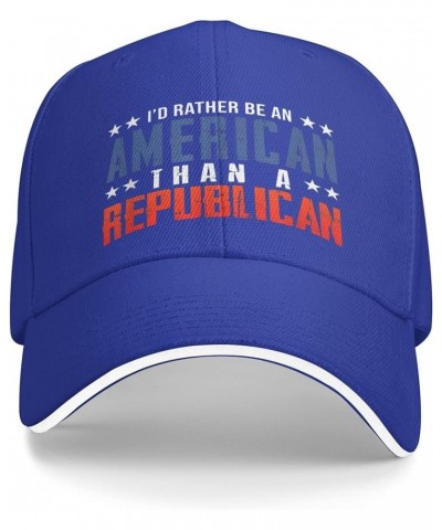 I'd Rather Be an American Than A Democrat hat Anti Liberal Trump 2024 hat Fuck Joe Biden Hat Adjustable Funny Fashion Cap Blu...