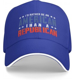 I'd Rather Be an American Than A Democrat hat Anti Liberal Trump 2024 hat Fuck Joe Biden Hat Adjustable Funny Fashion Cap Blu...